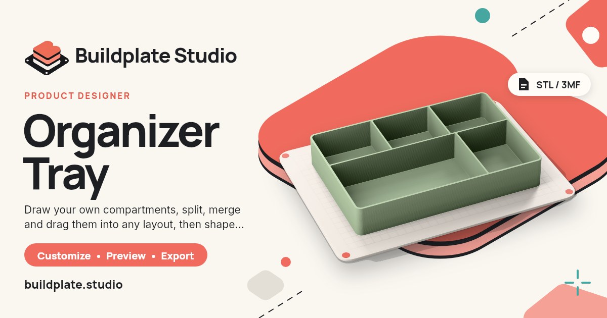 Organizer Tray Designer: Custom STL & 3MF · Buildplate Studio